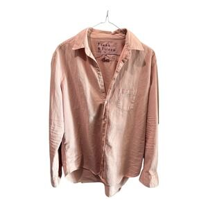 Frank Eileen Pink Washed Cotton Button Down Shirt Womens Size Medium